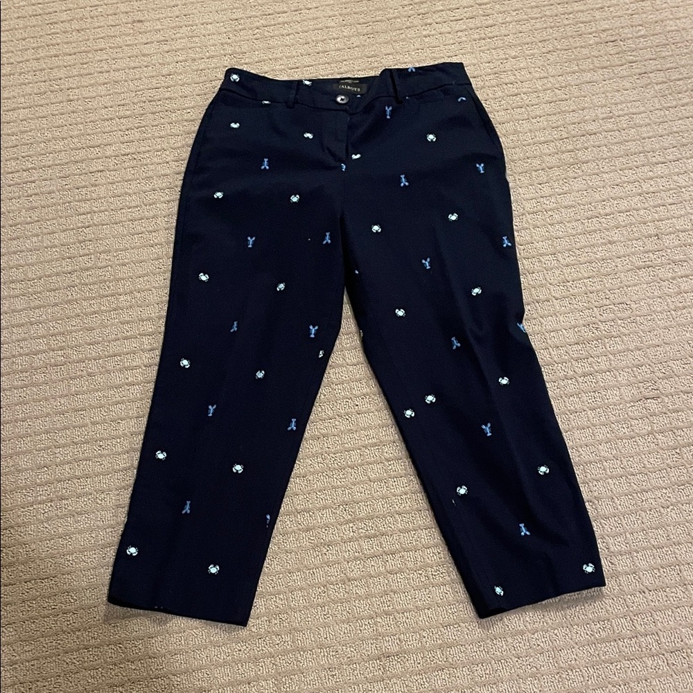 Talbots Navy Cropped Pants with Light Blue & White Accents